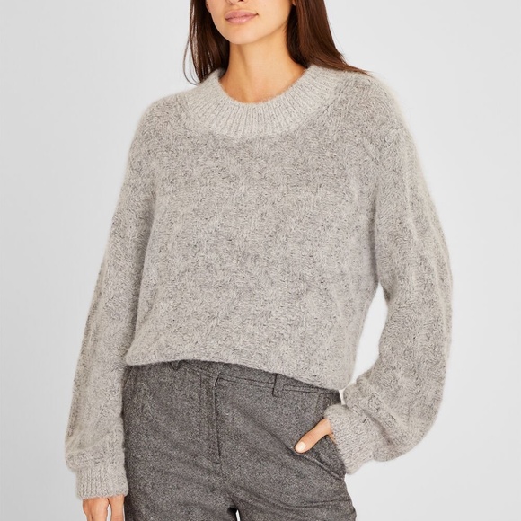 Balloon Sleeve Alpaca Sweater - Brand New - NEVER WORN - Medium Heather Grey